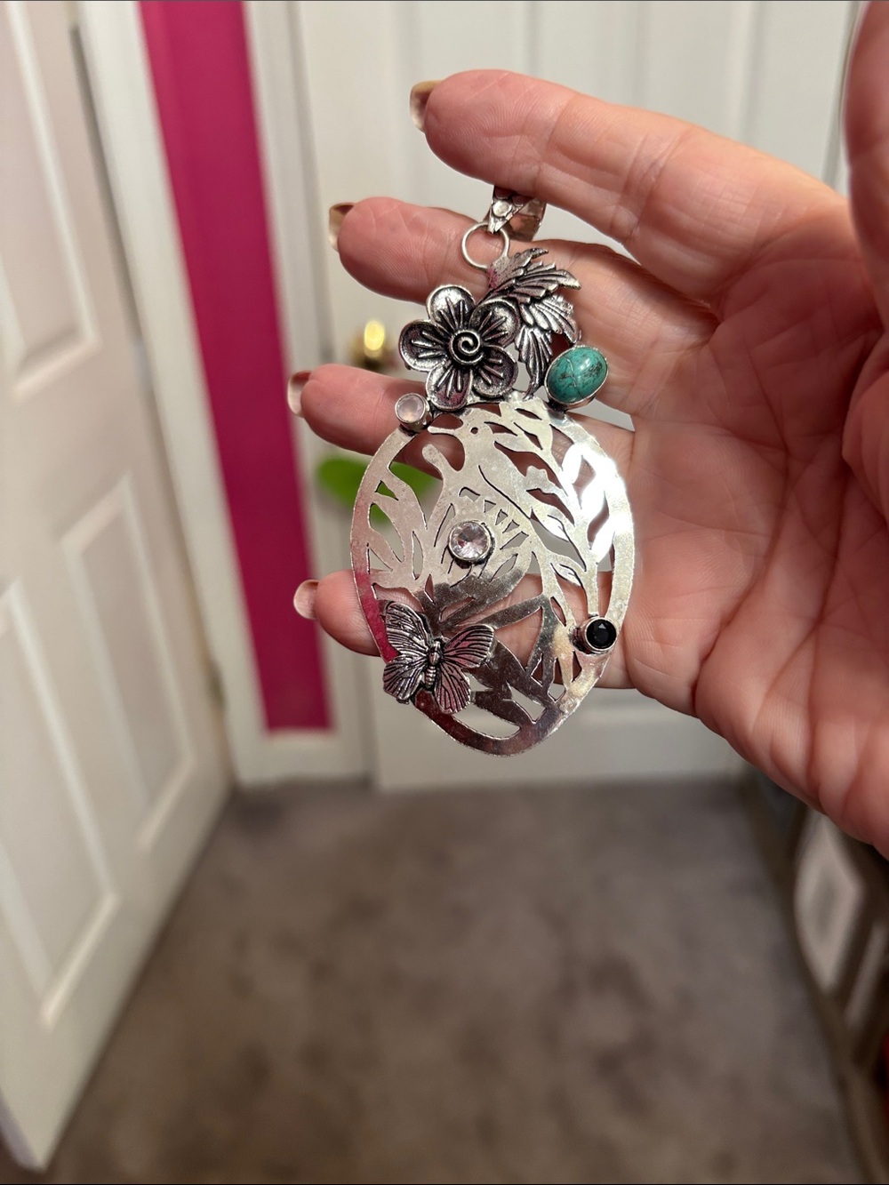 NEW 925 Sterling Silver (stamped) Gemstone Pendant with Turquoise Pendant